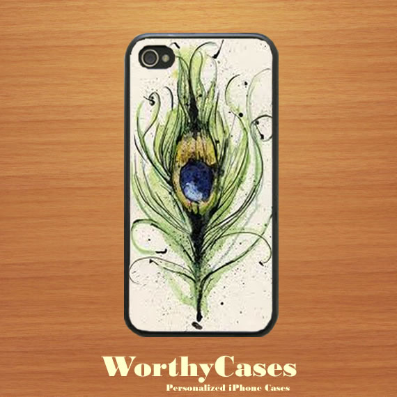 Iphone 4 Case, Iphone 4s Case, Case For Iphone 4 Mobile Case Handmade : Peacock Feather Iphone 4 Case
